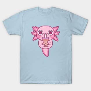 Cute Little Axolotl Drinking Bubble Tea T-Shirt